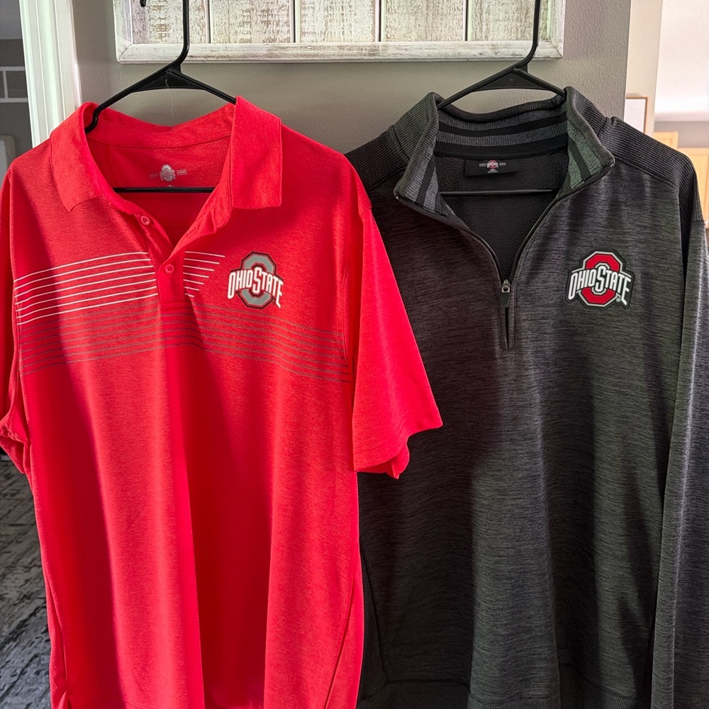 Men’s Red Polo and Gray Quarter-Zip Set